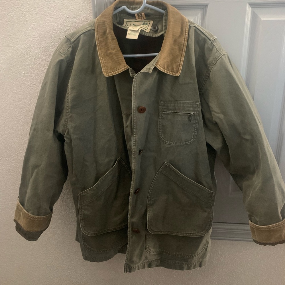 Vintage LL BEAN Womens Canvas Field Barn Chore Work Coat Jacket USA Olive green